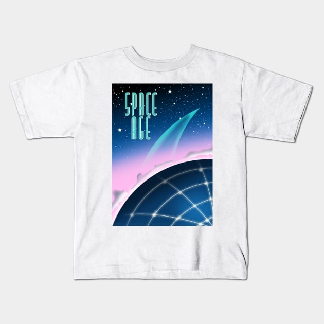 1980s space race poster Kids T-Shirt by nickemporium1